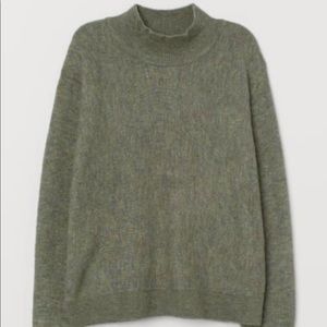 H&M Dolman Mock Turtle Sweater Green Melange Size S Small $30 EUC